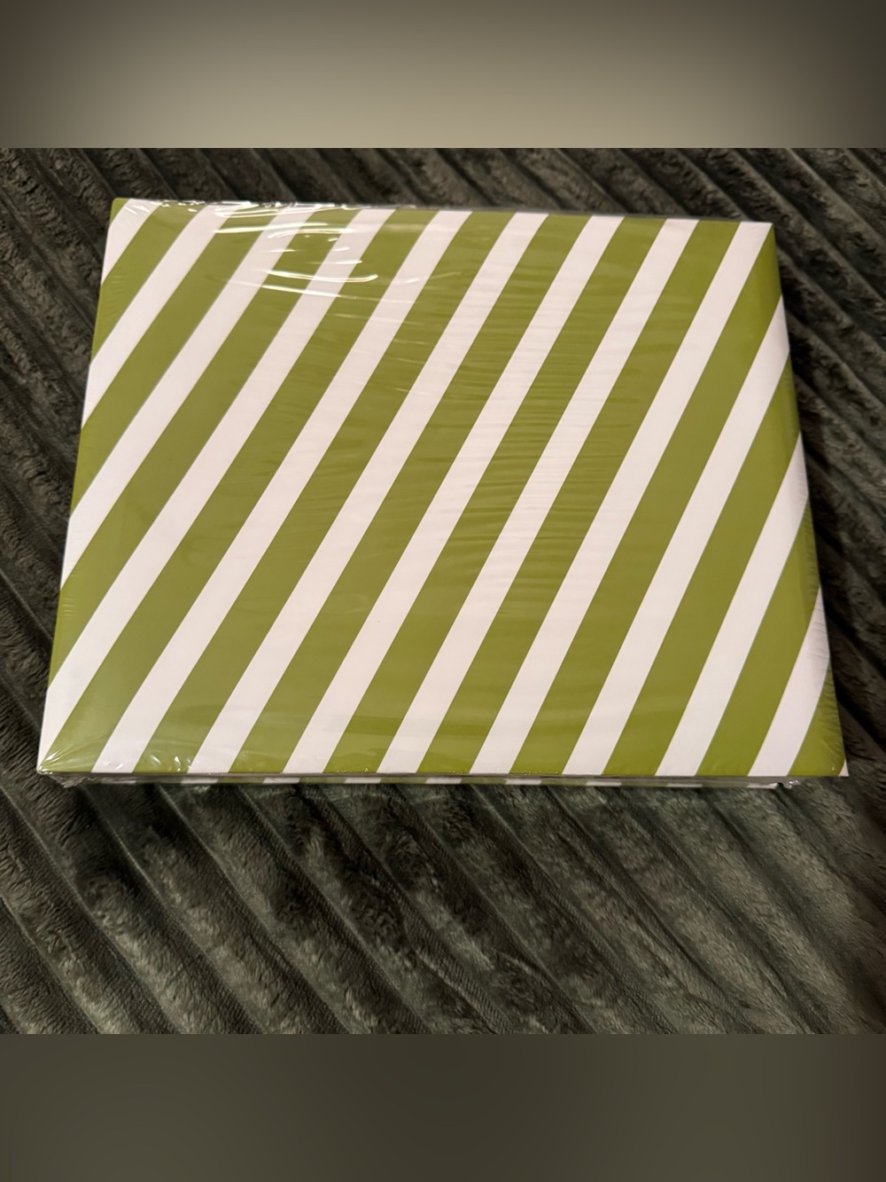 Stampin Up Seasonal Stripes 8" x 8" Ring Designer Album Green White Scrapbook